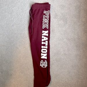 PINK Nation maroon joggers- S